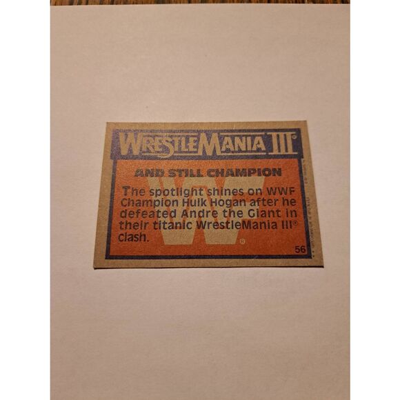 1987 WWF Hulk Hogan WrestleMania III Card #56 And Still Champion Titan Topps - Picture 2 of 2
